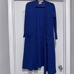 LuLaRoe Blue Textured Sarah Style Long Cardigan